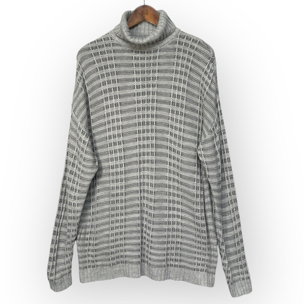 ASOS Turtleneck Sweater Mens Medium Grey Textured Ribbed Knit Pullover Excellent